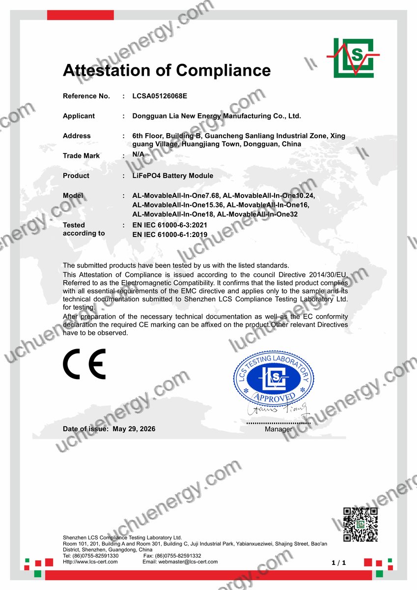 CE (Conformité Européenne) — All-In-One 7.68kWh — CE Certificate